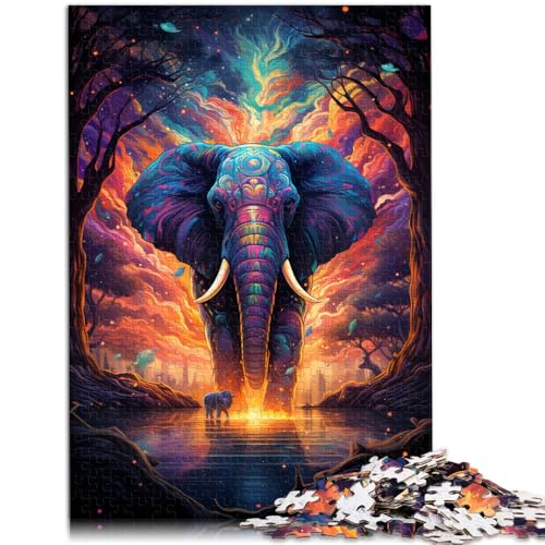1000-teiliges Puzzle für Erwachsene Galaxie-Elefant Quizspiel mit passendem Poster und Quizblatt Geeignet für Jugendliche ab 14 Jahren 26x38cm von BBVNFLIR