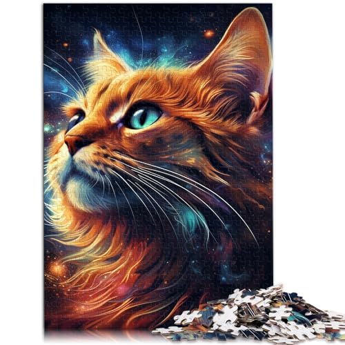 1000-teiliges Puzzle für Erwachsene Galaxy Cats-Puzzle Lernspiel Herausforderung Spielzeug Geburtstagsgeschenk für Teenager ab 14 Jahren 26x38cm von BBVNFLIR