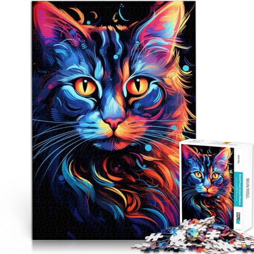 1000-teiliges Puzzle für Erwachsene Graffiti-Katze Lernspiele für Zuhause DIY-Spielzeug Herausforderung der Gehirnintelligenz süchtig machendes Spielzeug 26x38cm von BBVNFLIR