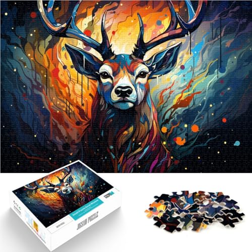 1000-teiliges Puzzle für Erwachsene Hirsch Lernspielzeug ganze Familie ab 14 Jahren 26x38cm von BBVNFLIR