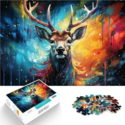 1000-teiliges Puzzle für Erwachsene Hirschmalerei lustige Spiele lustige Aktivitäten zu Hause Geburtstagsgeschenk Reisegeschenk 26x38cm von BBVNFLIR