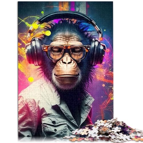 1000-teiliges Puzzle für Erwachsene Jigsaw Monkey-Kopfhörer DJ-Musik Lernpuzzle Familienspiel für Jugendliche ab 14 Jahren 50x75cm von BBVNFLIR