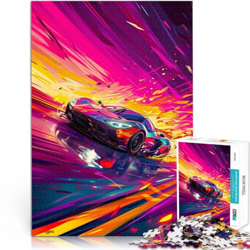1000-teiliges Puzzle für Erwachsene Klassische Sportwagen Spielzeug Denkspiel Herausforderung für die Gehirnintelligenz süchtig machendes Spielzeug 26x38cm von BBVNFLIR