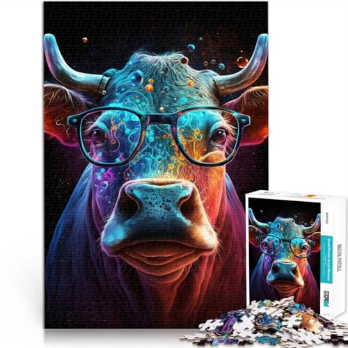 1000-teiliges Puzzle für Erwachsene Kühe mit Brille zum Stressabbau zum Zeitvertreib zu Hause für Teenager ab 14 Jahren 50x75cm von BBVNFLIR