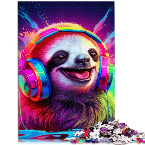 1000-teiliges Puzzle für Erwachsene Kunst Tier Faultier Lernspielzeug Herausforderung der Gehirnintelligenz süchtig machendes Spielzeug 50x75cm von BBVNFLIR