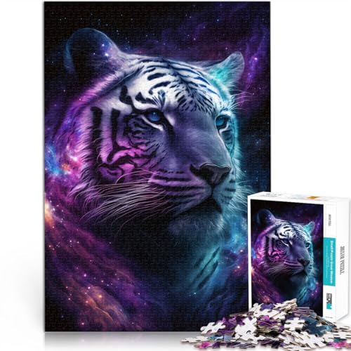 1000-teiliges Puzzle für Erwachsene Kunst weißer Tiger Galaxie Spielzeug Denkspiel einzigartige Heimdekoration und Geschenke für Teenager ab 14 Jahren 26x38cm von BBVNFLIR