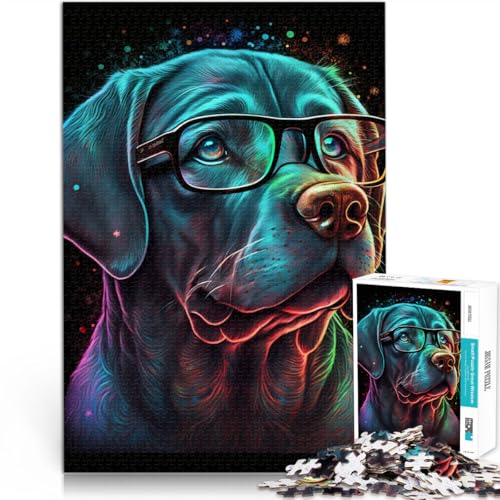 1000-teiliges Puzzle für Erwachsene Labrador mit Brille Stressabbau-Spielzeug Wanddekoration einzigartige Geburtstags 50x75cm von BBVNFLIR