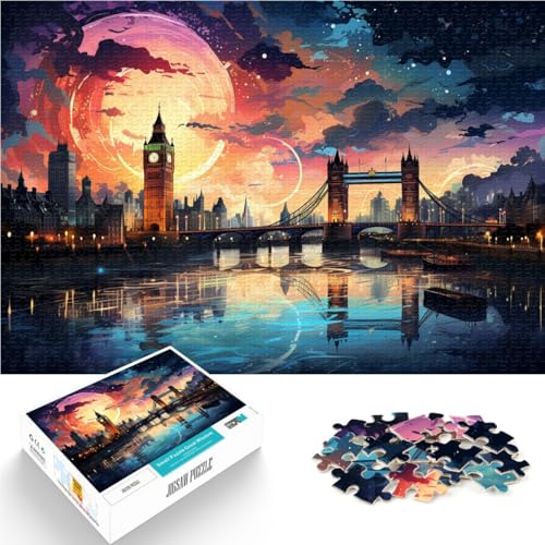 1000-teiliges Puzzle für Erwachsene London Retro-Synthwave Spielzeug Denkspiel Wichtelgeschenk für Teenager ab 14 Jahren 50x75cm von BBVNFLIR