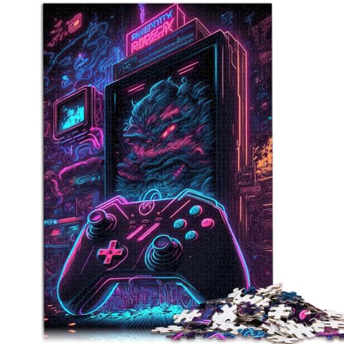 1000-teiliges Puzzle für Erwachsene Neon-Spiel Lustige Spiele Helfen Sie dem Gehirn süchtig machende Spielzeuge zu trainieren um Geduld zu fördern 26x38cm von BBVNFLIR