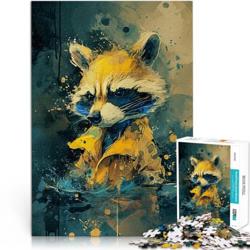 1000-teiliges Puzzle für Erwachsene Niedlicher Kleiner gelber Waschbär Stressabbau-Spielzeug Zeitvertreib zu Hause für Teenager ab 14 Jahren 50x75cm von BBVNFLIR