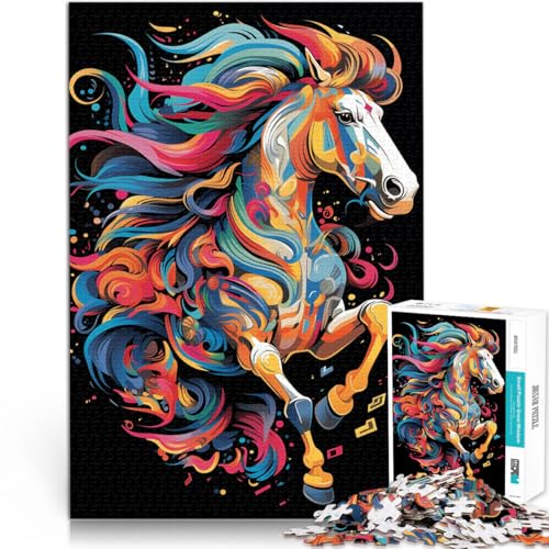1000-teiliges Puzzle für Erwachsene Pferde Familienunterhaltungsspielzeug ganze Familie für 14-Jährige 26x38cm von BBVNFLIR