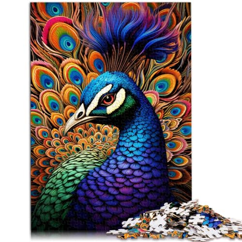 1000-teiliges Puzzle für Erwachsene Psychedelischer Pfau Lernpuzzle Wichtelgeschenk für Teenager ab 14 Jahren 50x75cm von BBVNFLIR