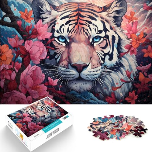 1000-teiliges Puzzle für Erwachsene Sakura und Tiger Spielzeug Lernspiele Stressabbau Analyse und Logik für Teenager ab 14 Jahren 26x38cm von BBVNFLIR