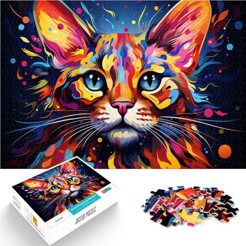 1000-teiliges Puzzle für Erwachsene Savannah-Katzen-Quizspiel Familienspiel zum Stressabbau schwierige Herausforderung für Teenager ab 14 Jahren 26x38cm von BBVNFLIR