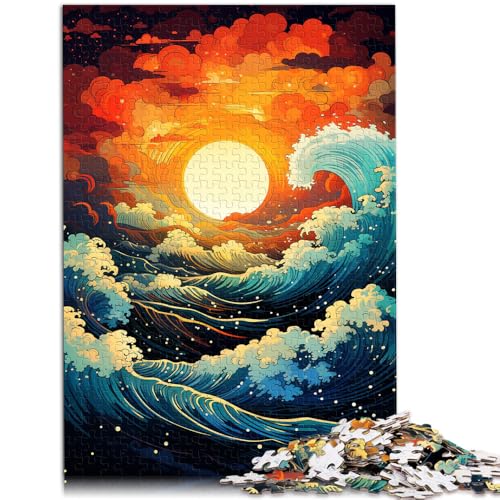1000-teiliges Puzzle für Erwachsene Sonnenuntergangswellen Lernpuzzle Geburtstagsgeschenk Geeignet für Teenager ab 14 Jahren 26x38cm von BBVNFLIR