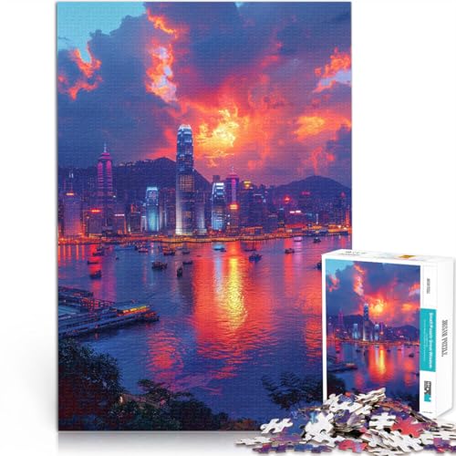 1000-teiliges Puzzle für Erwachsene Stadt bei Sonnenuntergang Lernspiele für Zuhause DIY-Spielzeug Geeignet für Paare Geeignet für Teenager ab 14 Jahren 50x75cm von BBVNFLIR
