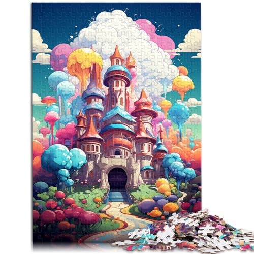1000-teiliges Puzzle für Erwachsene Süßigkeitenschloss Lernspielzeug mit passendem Poster und Quizblatt für Teenager ab 14 Jahren 26x38cm von BBVNFLIR