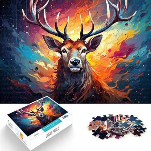1000-teiliges Puzzle für Erwachsene Tier-Elch DIY-Puzzle-Spielzeug Helfen Sie dem Gehirn süchtig machende Spielzeuge zu trainieren und Geduld zu fördern 26x38cm von BBVNFLIR