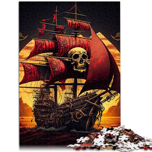 1000-teiliges Puzzle für Erwachsene Totenkopf-Piratenschiff Familienunterhaltungsspielzeug Geburtstagsgeschenk Geeignet für Teenager ab 14 Jahren 26x38cm von BBVNFLIR