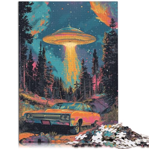 1000-teiliges Puzzle für Erwachsene UFO- und Auto-Kunst-Puzzle für Lernspiele herausforderndes Spielzeug Stressabbau für 14-Jährige 26x38cm von BBVNFLIR