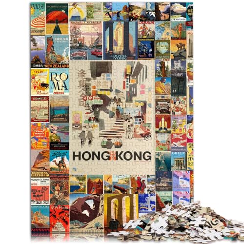 1000-teiliges Puzzle für Erwachsene Vintage-Reise-Wandkunst anspruchsvolles Spiel Geschenke verbessert das Gedächtnis für Teenager ab 14 Jahren 26x38cm von BBVNFLIR