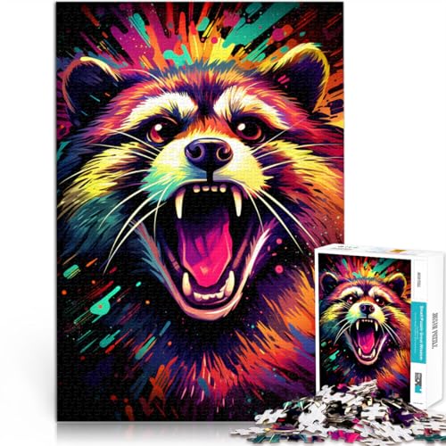 1000-teiliges Puzzle für Erwachsene Waschbär-Tierpuzzle Lernspiele Stressabbau schwierige Herausforderung geeignet für Teenager ab 14 Jahren 26x38cm von BBVNFLIR