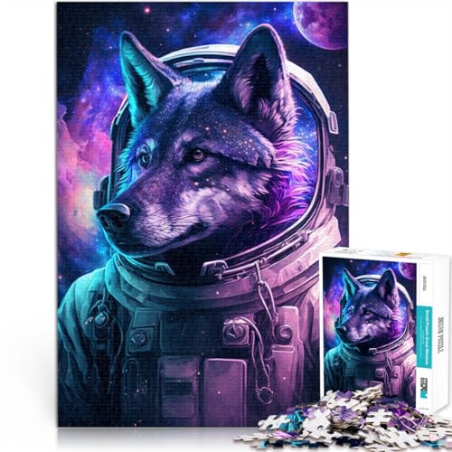 1000-teiliges Puzzle für Erwachsene Weltraum Astronaut Wolf lustige Spiele Lernspiel für Geburtstag Weihnachten geeignet für Jugendliche ab 14 Jahren 50x75cm von BBVNFLIR