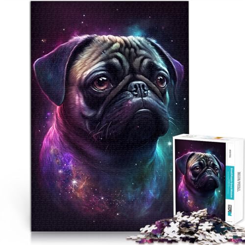 1000-teiliges Puzzle für Erwachsene Weltraum-Farb-Mops Lernspiel Herausforderungsspielzeug eignet ganze Familie 26x38cm von BBVNFLIR