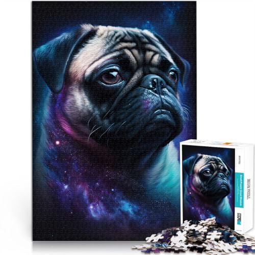 1000-teiliges Puzzle für Erwachsene Weltraum-Farb-Mops Stressabbau-Spielzeug Herausforderung der Gehirnintelligenz süchtig machendes Spielzeug für 14-Jährige 26x38cm von BBVNFLIR