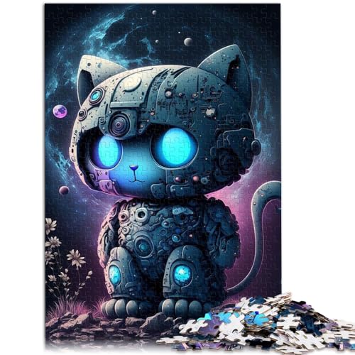 1000-teiliges Puzzle für Erwachsene Weltraum-Mechanische Katze anspruchsvolles Spiel Puzzle Lernspiel für Geburtstag Weihnachten 26x38cm von BBVNFLIR