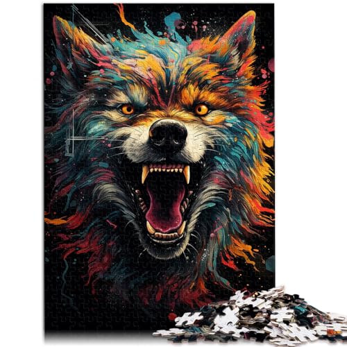 1000-teiliges Puzzle für Erwachsene Wolf auf Weltraumhintergrund Stressabbau-Spielzeug Herausforderung für die Gehirnintelligenz süchtig machendes Spielzeug 26x38cm von BBVNFLIR