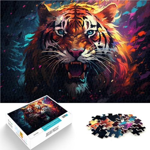 1000-teiliges Puzzle für Erwachsene bunter Feuertiger Lernspielzeug Stressabbau schwierige Herausforderung für 14-Jährige 50x75cm 1000-teiliges Puzzle für Erwachsene bunter Feuertiger Lernspielzeug Stressabbau schwierige Herausforderung für 14-Jährige 50x75cm von BBVNFLIR