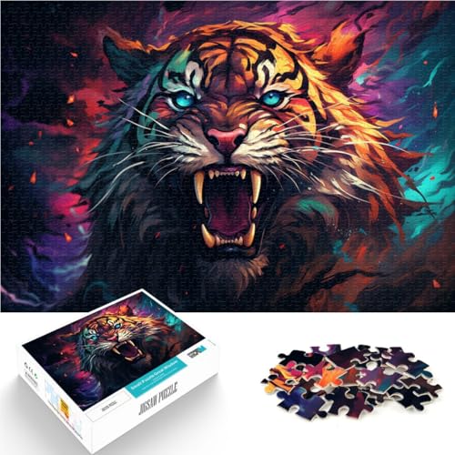 1000-teiliges Puzzle für Erwachsene bunter Tiger Lernspiele für Zuhause DIY-Spielzeug einzigartiges Herausforderungsspiel für Teenager ab 14 Jahren 26x38cm von BBVNFLIR