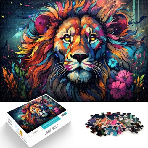 1000-teiliges Puzzle für Erwachsene buntes Löwengemälde Spiele Spielzeug Geschenk mit passendem Poster und Quizblatt 50x75cm von BBVNFLIR