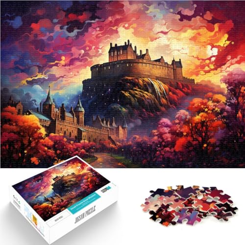 1000-teiliges Puzzle für Erwachsene buntes Retro-Schloss-Quizspiel mit passendem Poster und Quizblatt für Teenager ab 14 Jahren 26x38cm von BBVNFLIR
