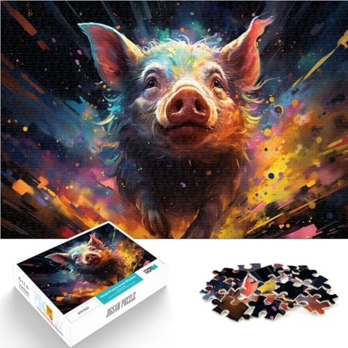 1000-teiliges Puzzle für Erwachsene buntes Schwein anspruchsvolles Spiel Spielzeug Wanddekoration einzigartige Geburtstags 26x38cm von BBVNFLIR