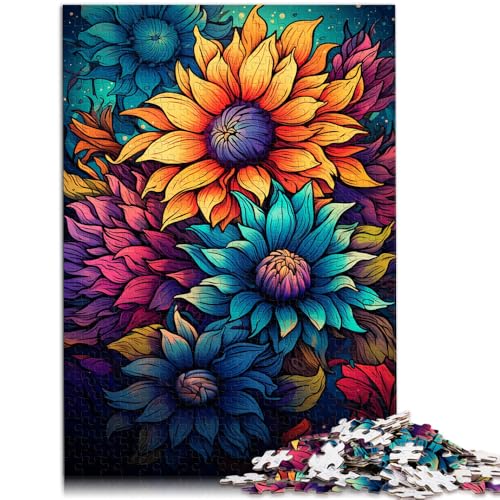 1000-teiliges Puzzle für Erwachsene farbenfrohe Fantasie-Sonnenblumen Lernspiel herausforderndes Spielzeug für Teenager ab 14 Jahren 50x75cm von BBVNFLIR