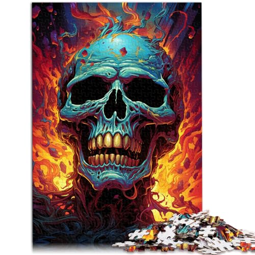 1000-teiliges Puzzle für Erwachsene farbenfroher Feuerschädel Lernspiel Herausforderung Spielzeug Stressabbau 50x75cm von BBVNFLIR