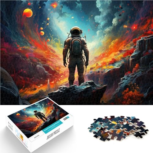 1000-teiliges Puzzle für Erwachsene farbenfroher Neon-Astronaut Lernspiele für Zuhause DIY-Spielzeug Stressabbau für Jugendliche ab 14 Jahren 26x38cm von BBVNFLIR