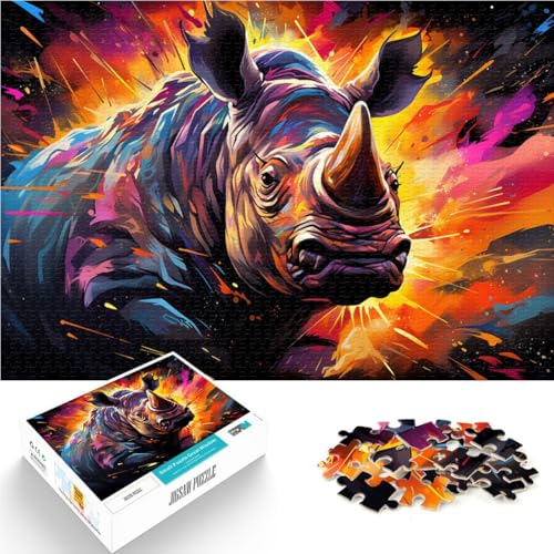 1000-teiliges Puzzle für Erwachsene farbenfroher Neonwolf Lernspiel Herausforderungsspielzeug ganze Familie 50x75cm von BBVNFLIR