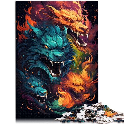 1000-teiliges Puzzle für Erwachsene farbenfroher süßer Drache Lernspiel Herausforderungsspielzeug Lernspiel für Geburtstag Weihnachten 26x38cm von BBVNFLIR