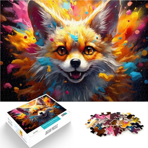 1000-teiliges Puzzle für Erwachsene farbenfrohes Fuchsgemälde anspruchsvolles Spiel Familienspiel Stressabbau schwierige Herausforderung 50x75cm von BBVNFLIR