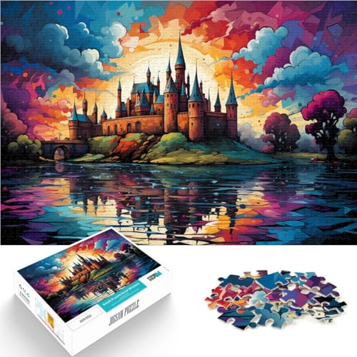 1000-teiliges Puzzle für Erwachsene farbenfrohes Schloss Lernspiel herausforderndes Spielzeug mit vollständig ineinander greifenden zufällig geformten Teilen 26x38cm von BBVNFLIR