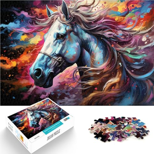 1000-teiliges Puzzle für Erwachsene farbenfrohes hübsches Pferd anspruchsvolles Spiel Familienspiel zum Stressabbau schwierige Herausforderung 50x75cm von BBVNFLIR