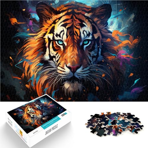 1000-teiliges Puzzle für Erwachsene farbenfrohes künstlerisches Tiger-Quizspiel Familienspiel zum Stressabbau schwierige Herausforderung 26x38cm von BBVNFLIR