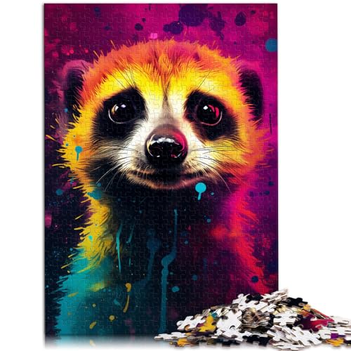 1000-teiliges Puzzle für Erwachsene farbige Erdmännchen Spielzeug Denkspiel mit vollständig ineinander greifenden zufällig geformten Teilen 50x75cm von BBVNFLIR