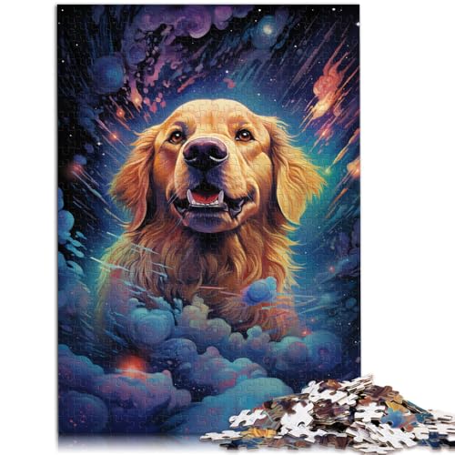 1000-teiliges Puzzle für Erwachsene futuristischer Golden Retriever lustige Familienspiele Lernspiel für Geburtstag Weihnachten 26x38cm von BBVNFLIR