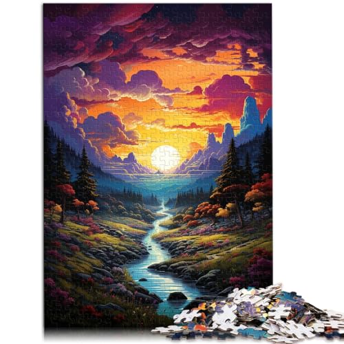 1000-teiliges Puzzle für Erwachsene mit Bach unter Sonnenuntergang Lernspiel Herausforderungsspielzeug ganze Familie 26x38cm von BBVNFLIR