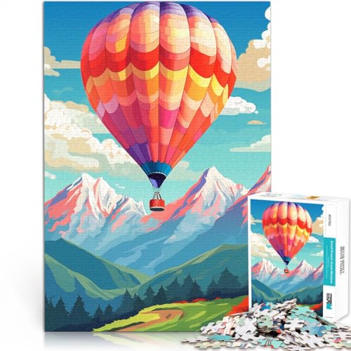1000-teiliges Puzzle für Erwachsene mit Heißluftballon-Bergen unmögliches Puzzle Stressabbau Urlaub zu Hause Zeitvertreib für Teenager ab 14 Jahren 50x75cm von BBVNFLIR