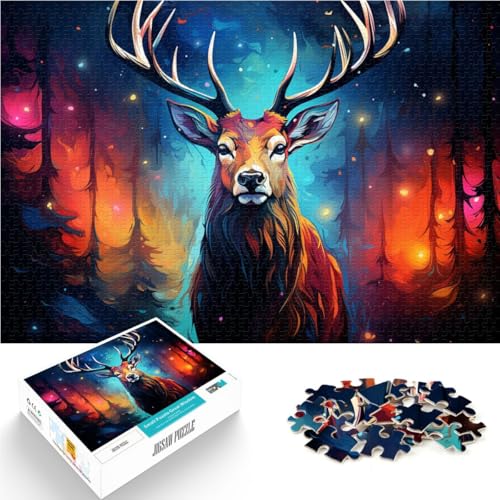 1000-teiliges Puzzle für Erwachsene mit Sternenhimmel und Hirschen ganze Familie für Teenager ab 14 Jahren 26x38cm von BBVNFLIR